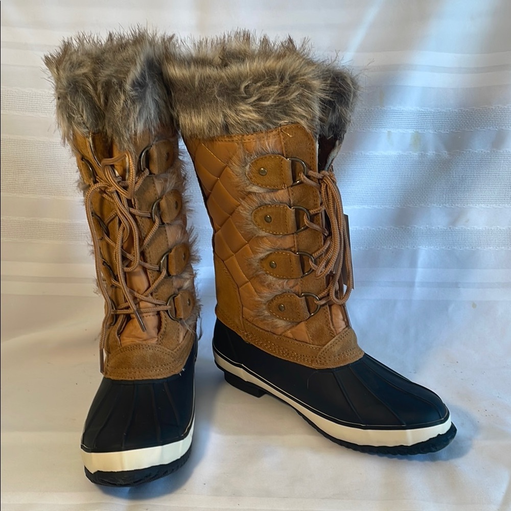 HZSTAY WOMENS lace up Mid calf duck boot winter snow outdoor boots